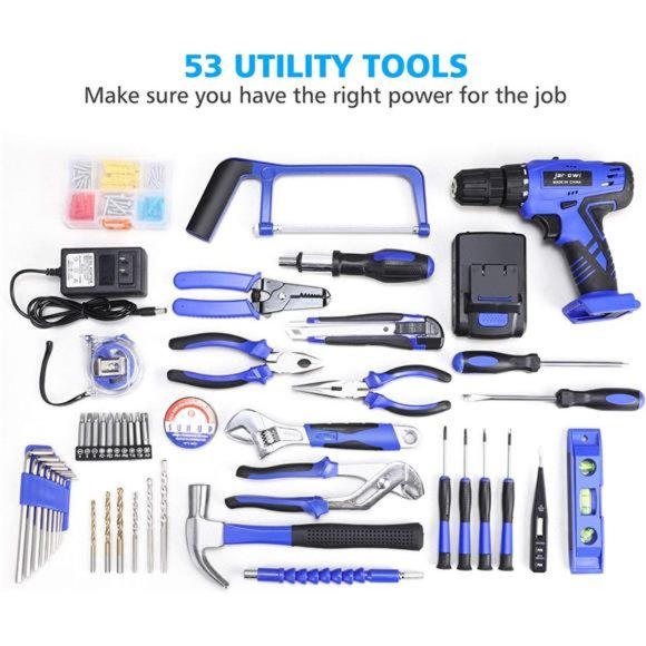 Tool Set with Drill, 21V Cordless Drill Drive Set with 112pcs Hand Tool Kit - Picture 6 of 6